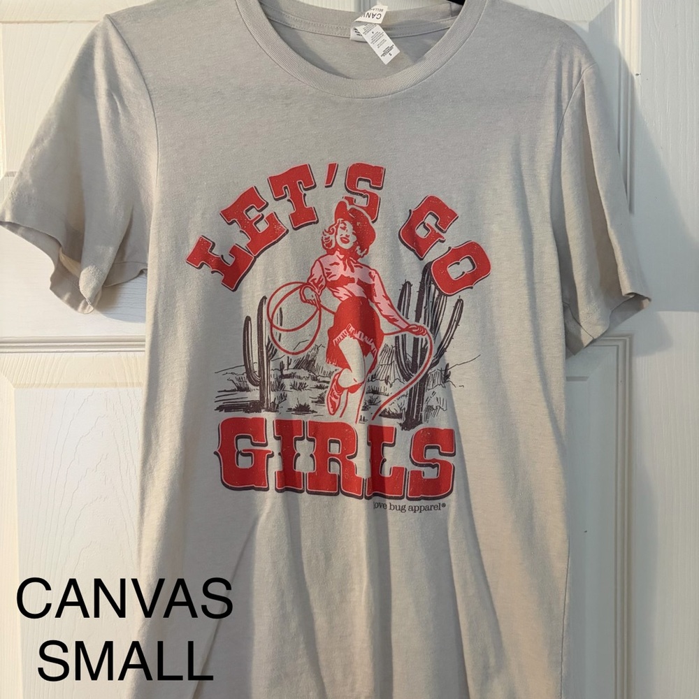 Bella Canvas Kids 'Let's Go Girls' T-Shirt in Gray and Red